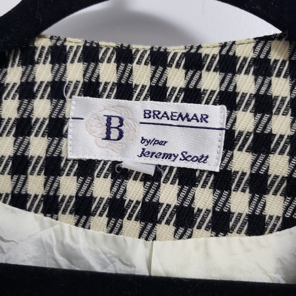 BRAEMAR JEREMY SCOTT 100% Wool Houndstooth Gold Buttons Blazer Jacket - Picture 9 of 14